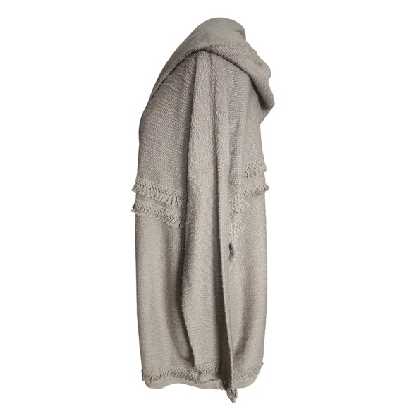 J. Jill Boho Hooded Cardigan Womens 1X Moss Green Fringe Lagenlook Textured - Picture 2 of 8